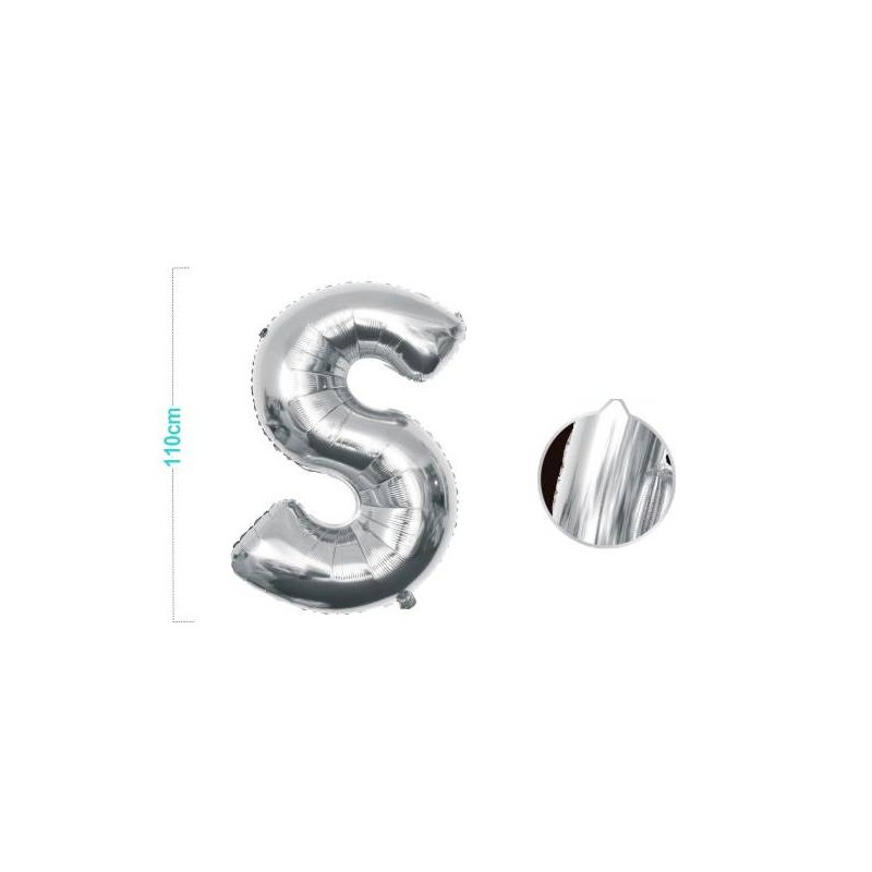 PALLONCINO MYLAR LETTERA S ARGENTO 110CM