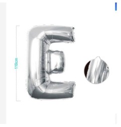 PALLONCINO MYLAR LETTERA E ARGENTO 110CM