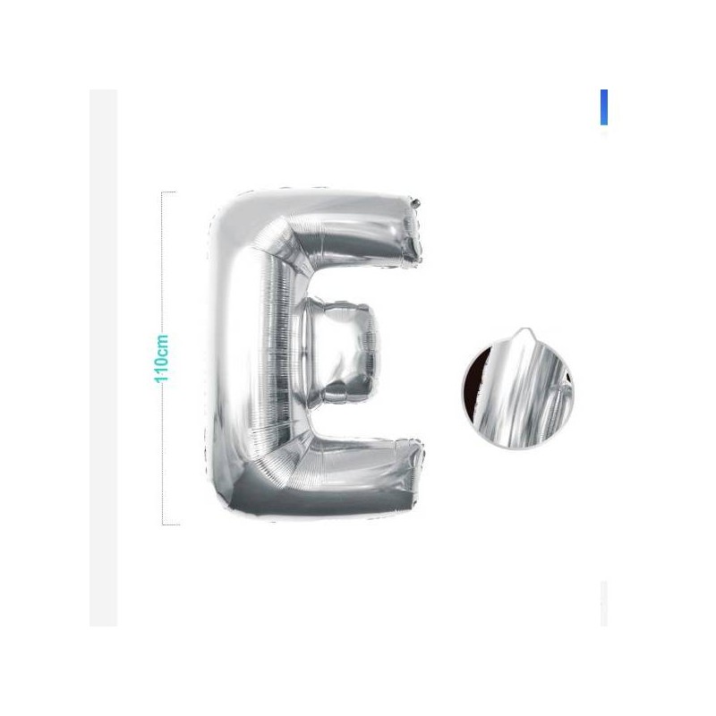 PALLONCINO MYLAR LETTERA E ARGENTO 110CM