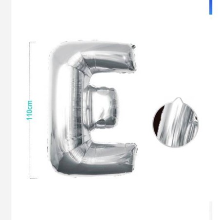 PALLONCINO MYLAR LETTERA E ARGENTO 110CM