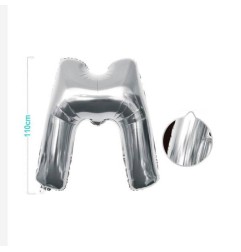 PALLONCINO MYLAR LETTERA M ARGENTO 110CM