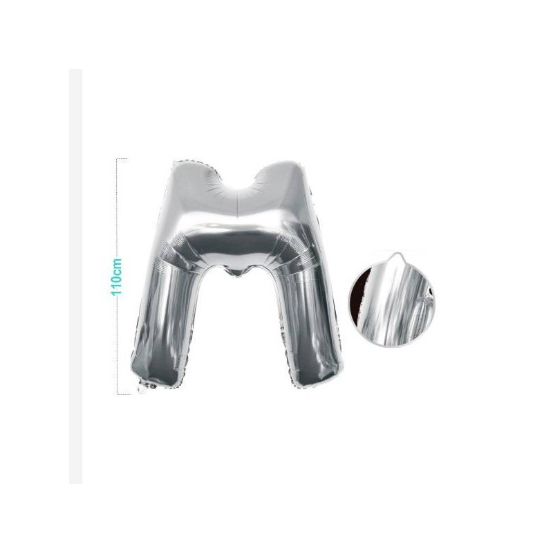 PALLONCINO MYLAR LETTERA M ARGENTO 110CM