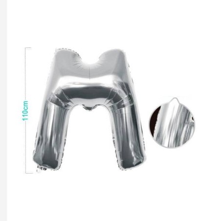 PALLONCINO MYLAR LETTERA M ARGENTO 110CM