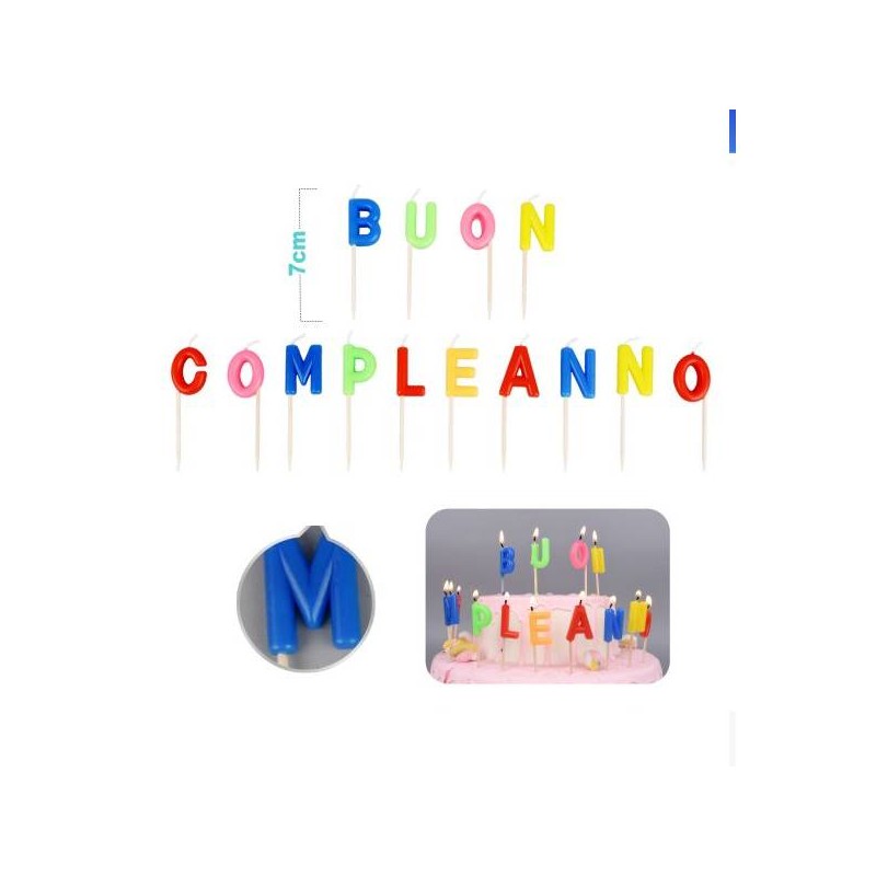 CANDELE BUON COMPLEANNO COLORE 7CM 14PZ