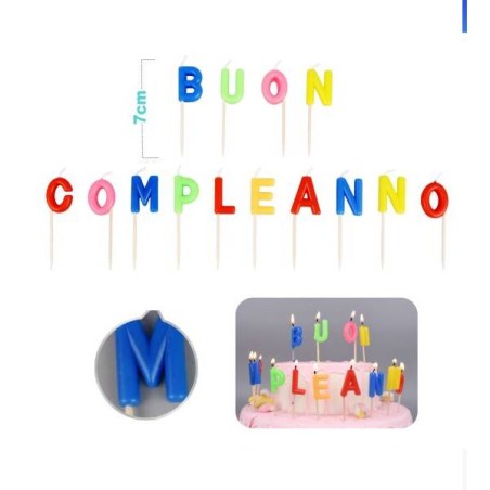 CANDELE BUON COMPLEANNO COLORE 7CM 14PZ