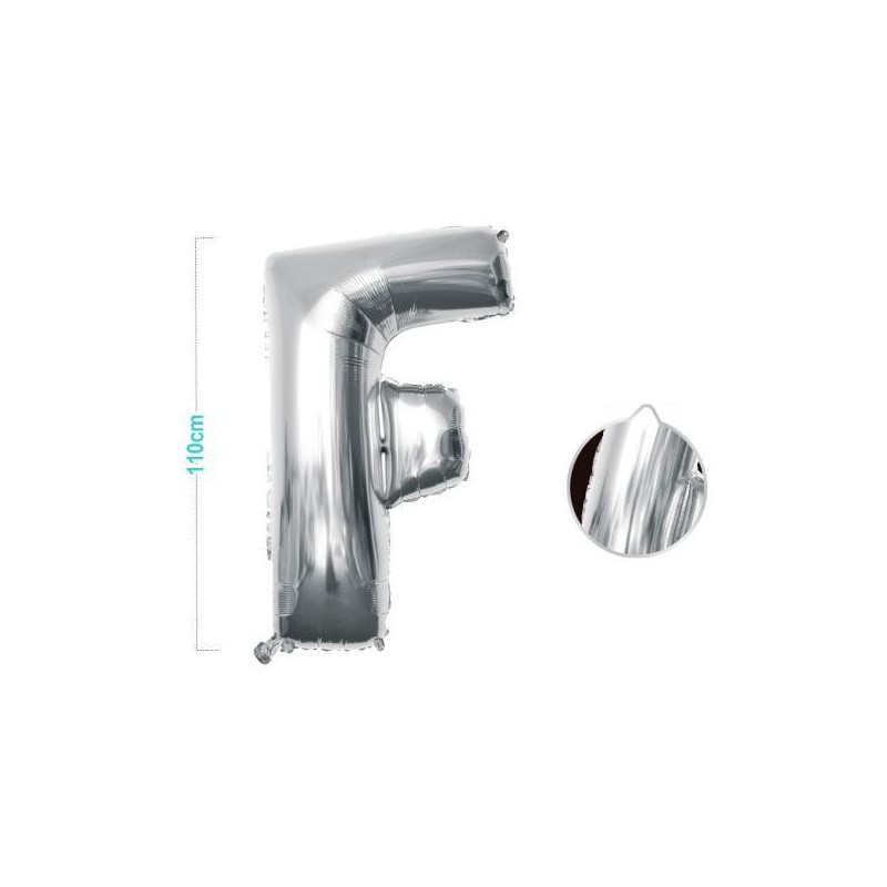 PALLONCINO MYLAR LETTERA F ARGENTO 110CM