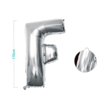 PALLONCINO MYLAR LETTERA F ARGENTO 110CM