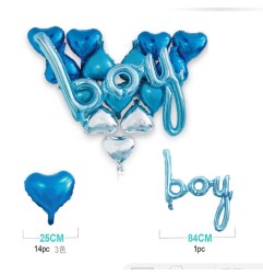 PALLONCINO MYLAR CUORE  BLU BOY 15PZ