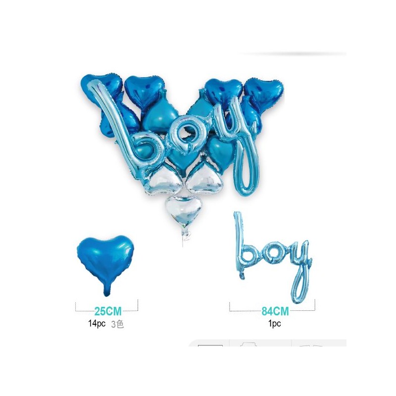 PALLONCINO MYLAR CUORE  BLU BOY 15PZ