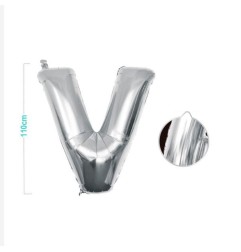 PALLONCINO MYLAR LETTERA V ARGENTO 110CM