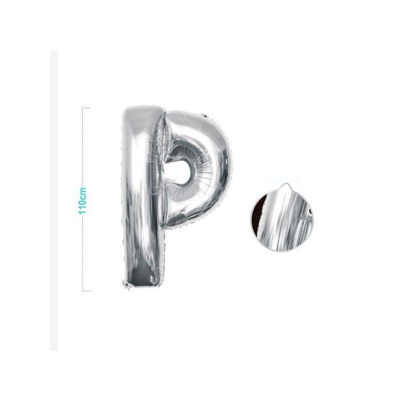 PALLONCINO MYLAR LETTERA P ARGENTO 110CM
