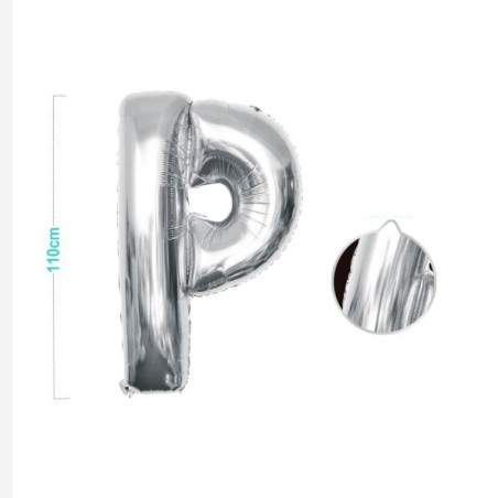 PALLONCINO MYLAR LETTERA P ARGENTO 110CM