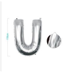 PALLONCINO MYLAR LETTERA U ARGENTO 110CM
