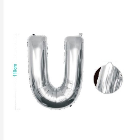 PALLONCINO MYLAR LETTERA U ARGENTO 110CM