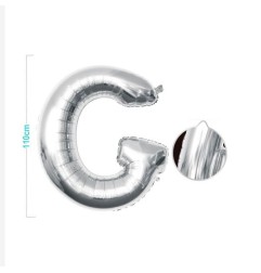 PALLONCINO MYLAR LETTERA G ARGENTO 110CM