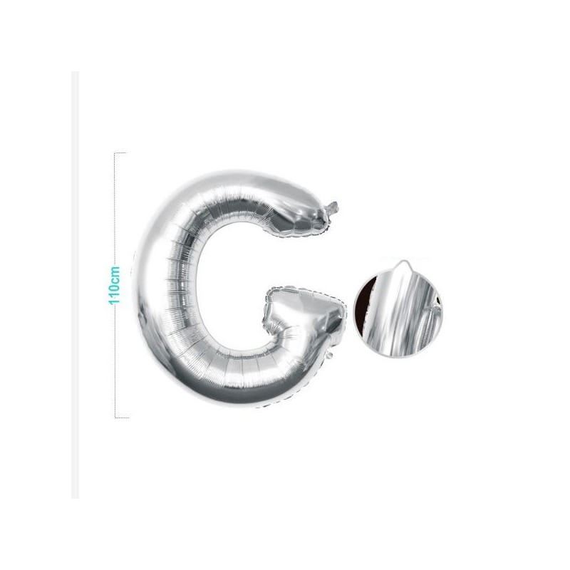 PALLONCINO MYLAR LETTERA G ARGENTO 110CM