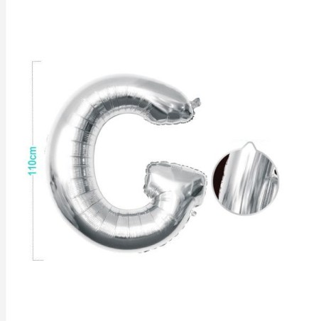 PALLONCINO MYLAR LETTERA G ARGENTO 110CM