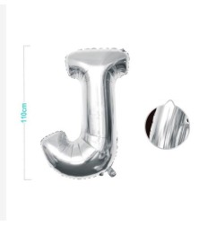 PALLONCINO MYLAR LETTERA J ARGENTO 110CM