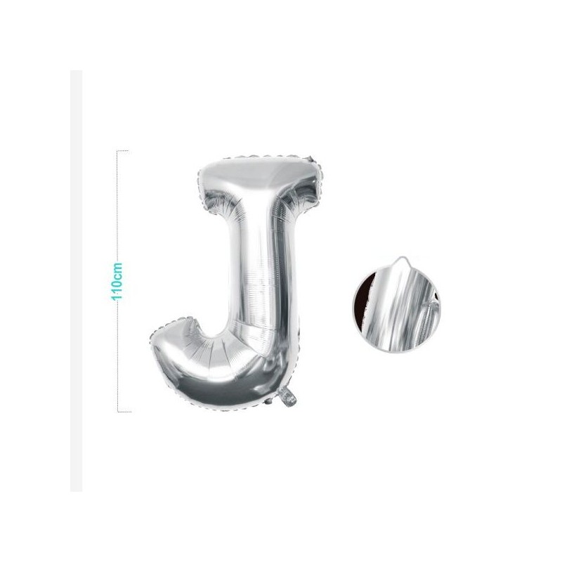 PALLONCINO MYLAR LETTERA J ARGENTO 110CM
