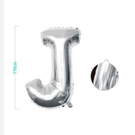 PALLONCINO MYLAR LETTERA J ARGENTO 110CM