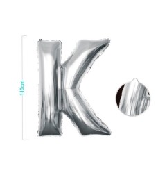 PALLONCINO MYLAR LETTERA K ARGENTO 110CM