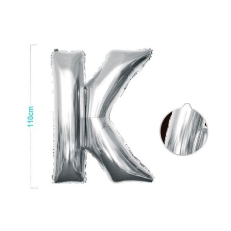PALLONCINO MYLAR LETTERA K ARGENTO 110CM