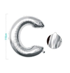 PALLONCINO MYLAR LETTERA C ARGENTO 110CM