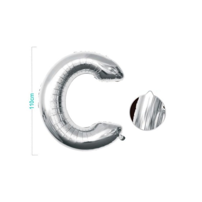 PALLONCINO MYLAR LETTERA C ARGENTO 110CM