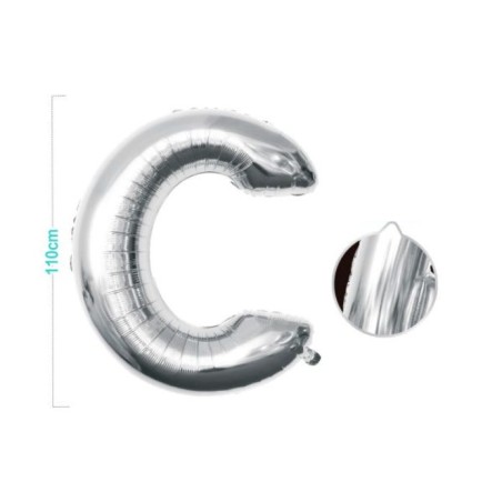 PALLONCINO MYLAR LETTERA C ARGENTO 110CM