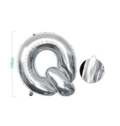 PALLONCINO MYLAR LETTERA Q ARGENTO 110CM