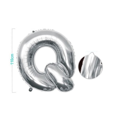 PALLONCINO MYLAR LETTERA Q ARGENTO 110CM