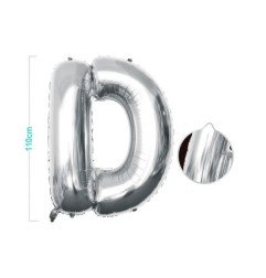 PALLONCINO MYLAR LETTERA D ARGENTO 110CM