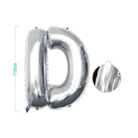 PALLONCINO MYLAR LETTERA D ARGENTO 110CM