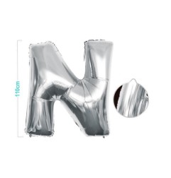 PALLONCINO MYLAR LETTERA N ARGENTO 110CM