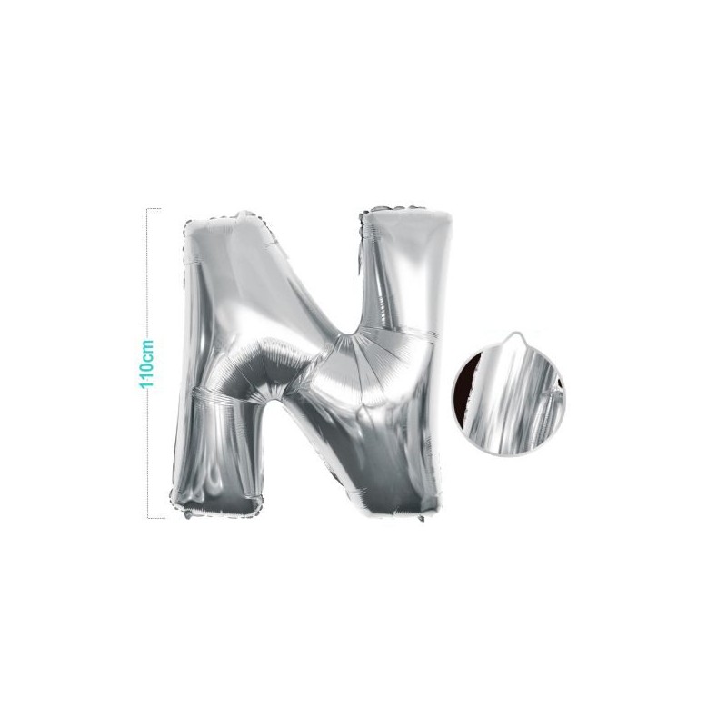 PALLONCINO MYLAR LETTERA N ARGENTO 110CM