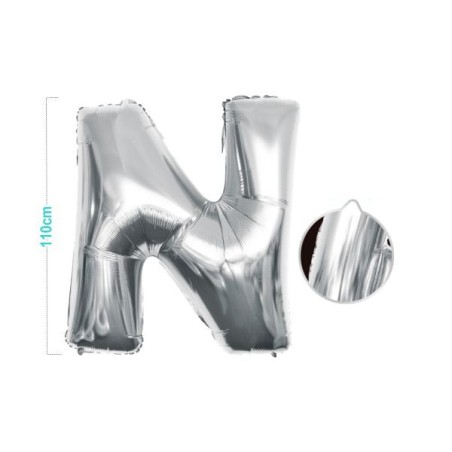 PALLONCINO MYLAR LETTERA N ARGENTO 110CM