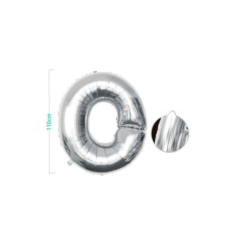 PALLONCINO MYLAR LETTERA O ARGENTO 110CM