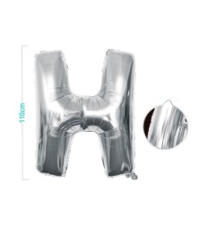 PALLONCINO MYLAR LETTERA H ARGENTO 110CM