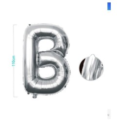 PALLONCINO MYLAR LETTERA B ARGENTO 110CM