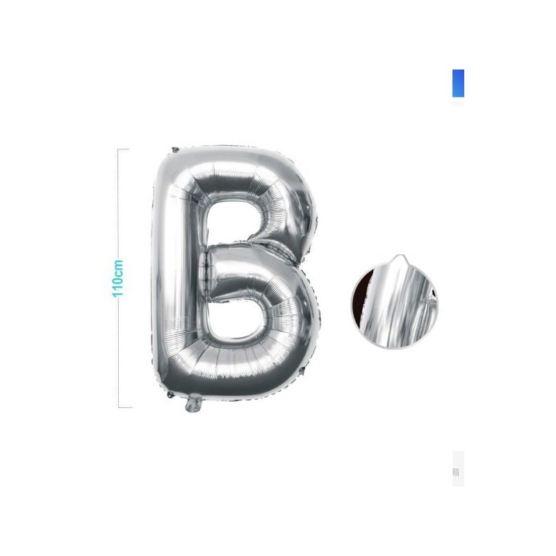 PALLONCINO MYLAR LETTERA B ARGENTO 110CM