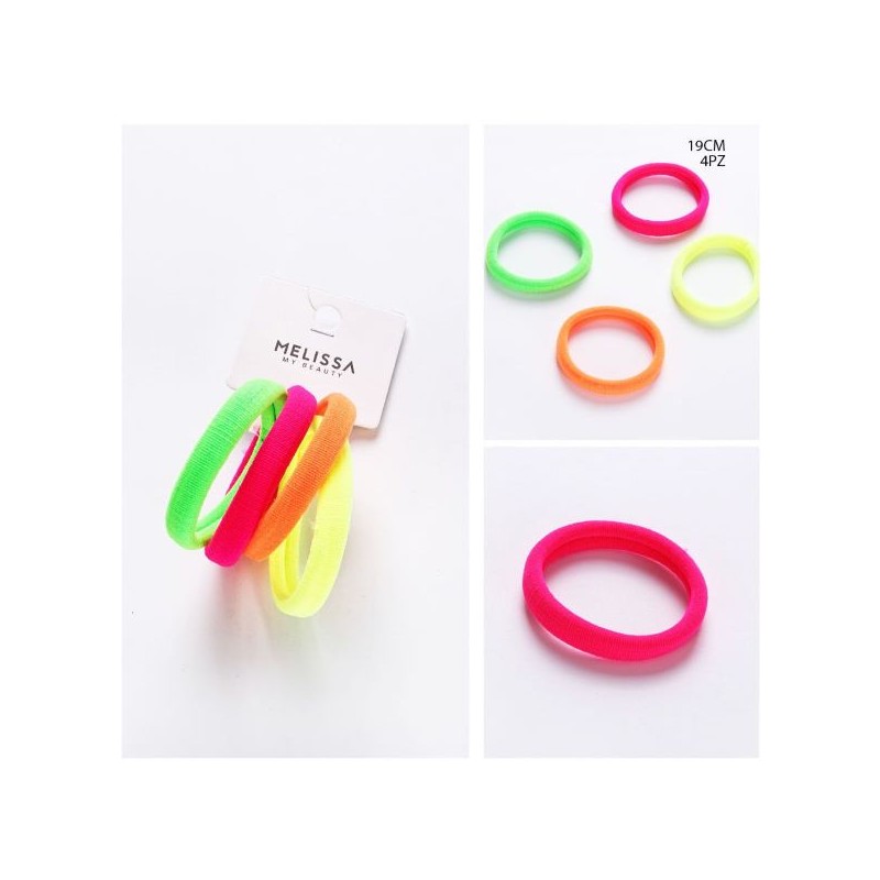 MELISSA ELASTICO CAPELLI 19CM 4PZ FLUO