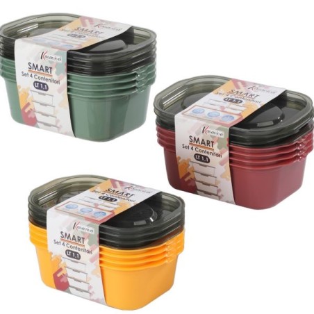 SMART SET 4 CONTENITORI RETTANGOLARI ASS. 1,1LT