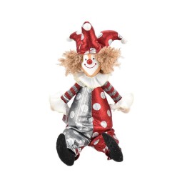 CLOWN SEDUTO 17X11X37CM DES.H ROSSO/GRIGIO