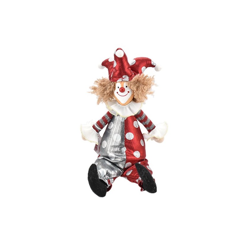 CLOWN SEDUTO 17X11X37CM DES.H ROSSO/GRIGIO