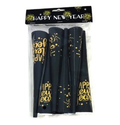 TROMBETTE CONO HAPPY NEW YEAR 19CM 6PZ