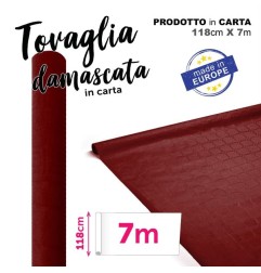 TOVAGLIA DAMASCATA BORDEAUX 118CMX7MT