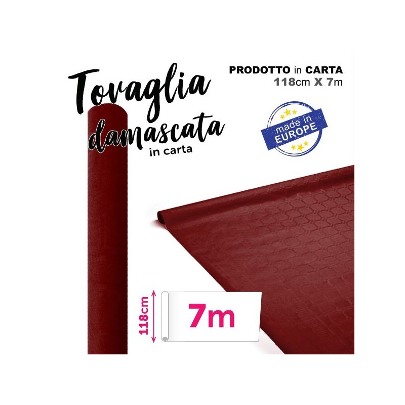 TOVAGLIA DAMASCATA BORDEAUX 118CMX7MT
