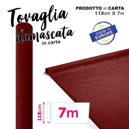 TOVAGLIA DAMASCATA BORDEAUX 118CMX7MT