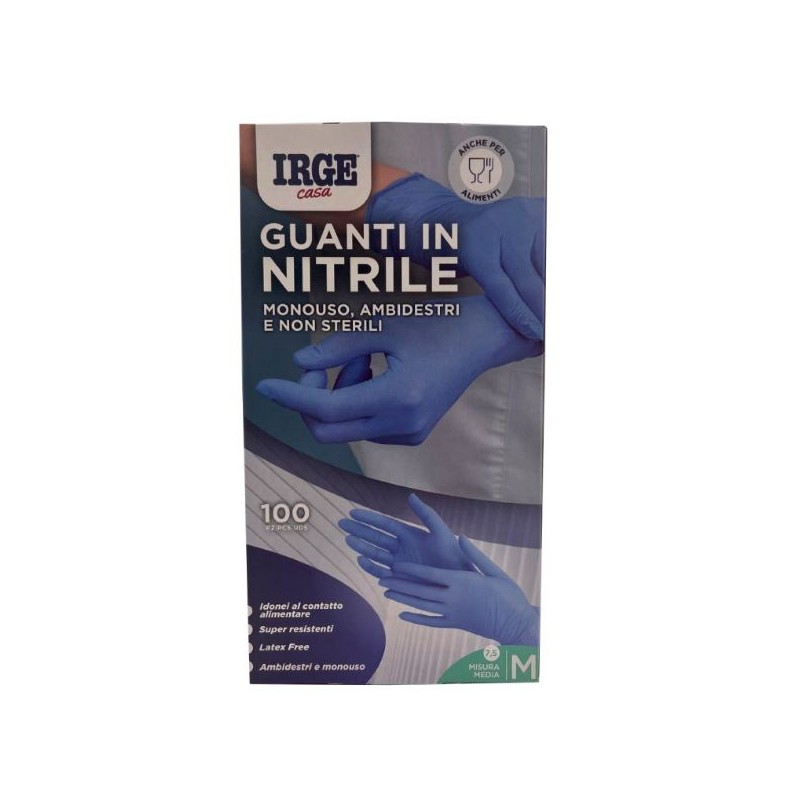 GUANTI MONOUSO NITRILE  MEDIUM BLU 100PZ