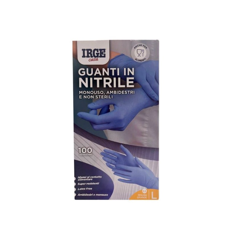 GUANTI MONOUSO NITRILE LARGE BLU 100PZ